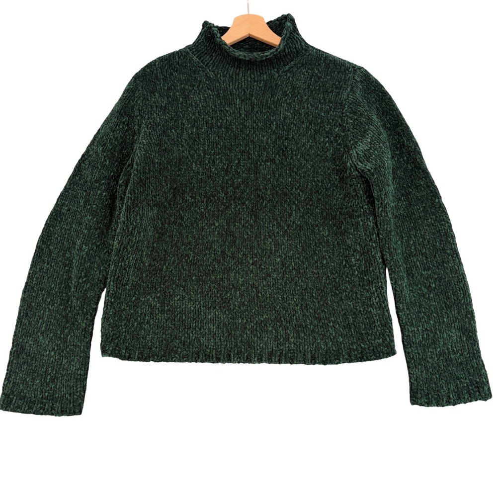 New York & Company Green Chenille Mock Neck Sweater Large NWT 4585